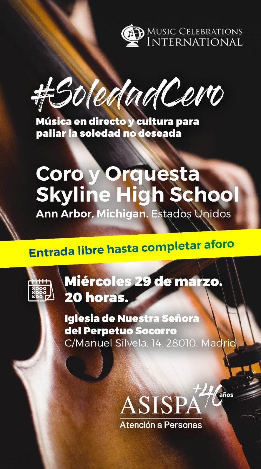 Concierto Miércoles 29 Marzo a las 20 h en la Iglesia Ntra. Sra. Perpetuo Socorro
